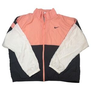Nike Windbreaker Jacket Womens XL Colorblock Peach White Black Full Zip Retro
